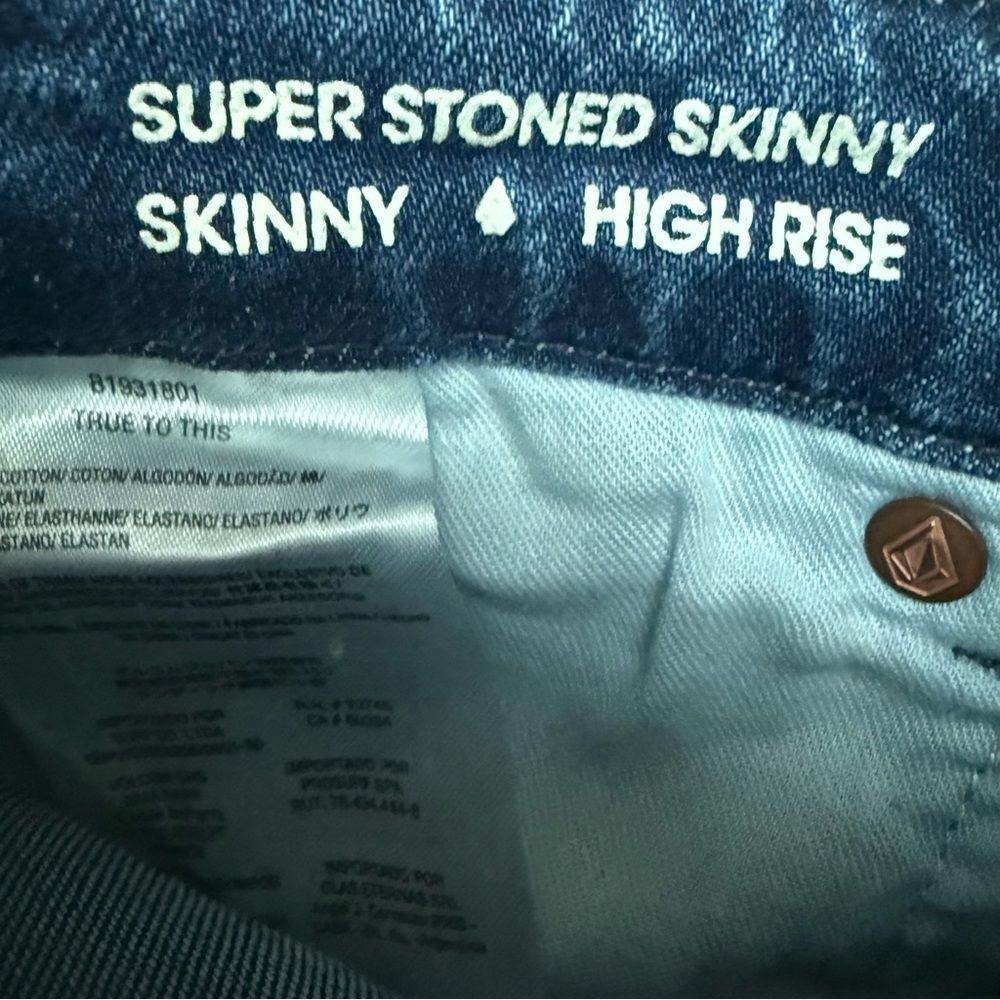 Volcom High Rise Blue Button-Fly Straight Jeans - Picture 4 of 8